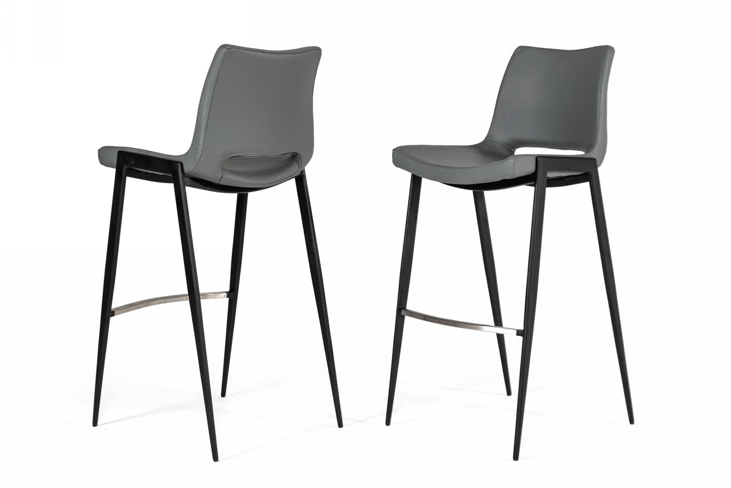 Modrest Bitely - Modern Gray Eco-Leather Bar Stool (Set of 2)