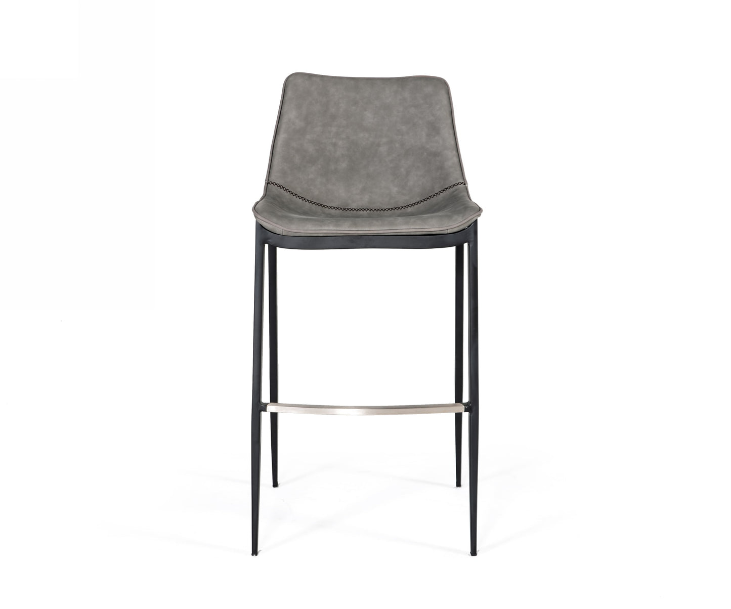 Modrest Jane - Modern Grey Eco-Leather Bar Stool (Set of 2)