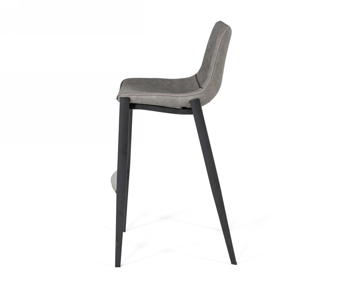 Modrest Jane - Modern Grey Eco-Leather Bar Stool (Set of 2)