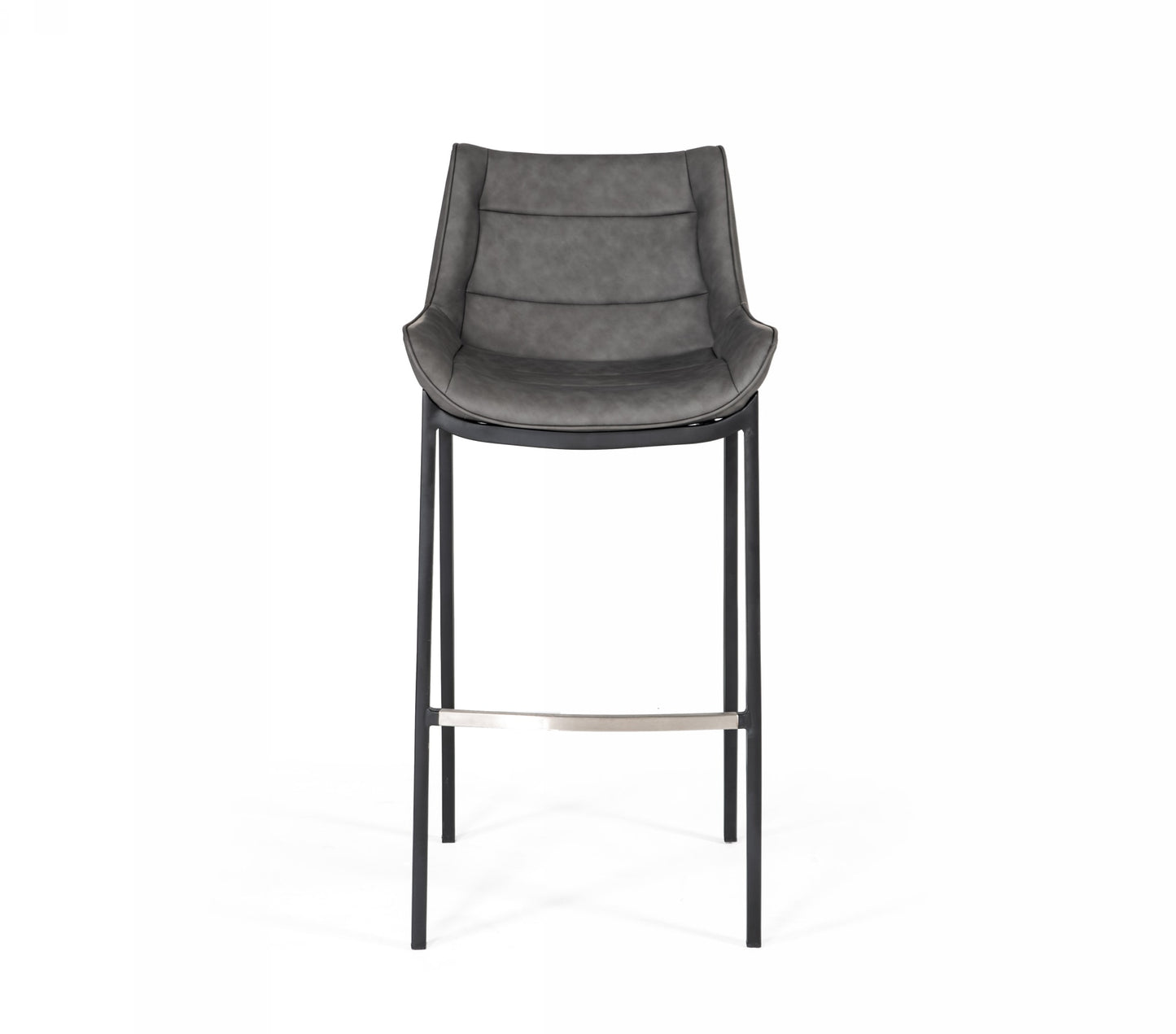 Modrest Robert - Modern Grey Eco-Leather Bar Stool (Set of 2)