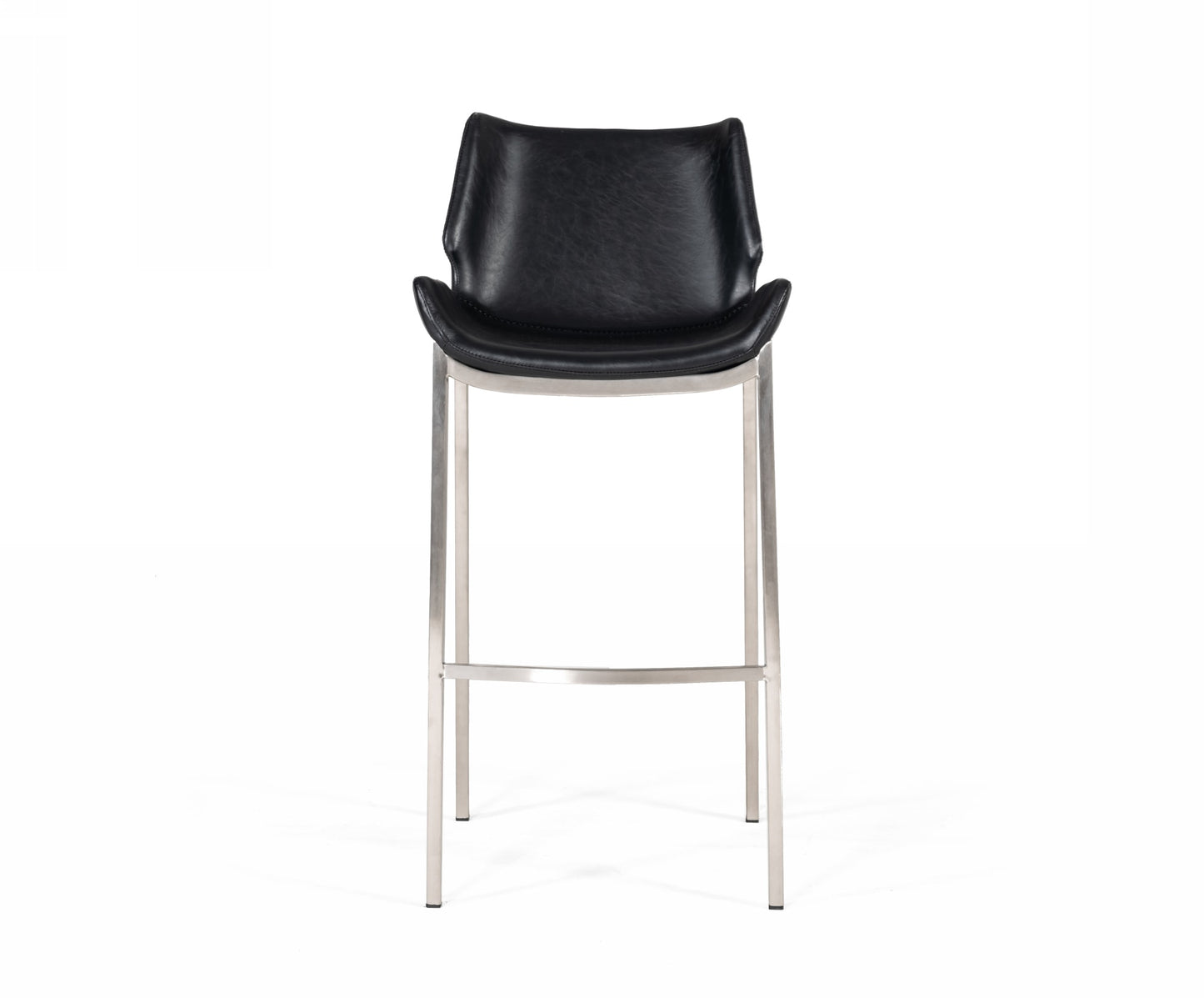 Modrest Dave - Modern Black Eco-Leather Bar Stool (Set of 2)