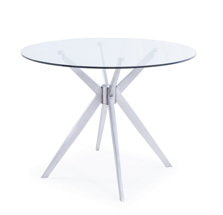 Modrest Dallas - Modern Brushed Stainless Steel Dining Table