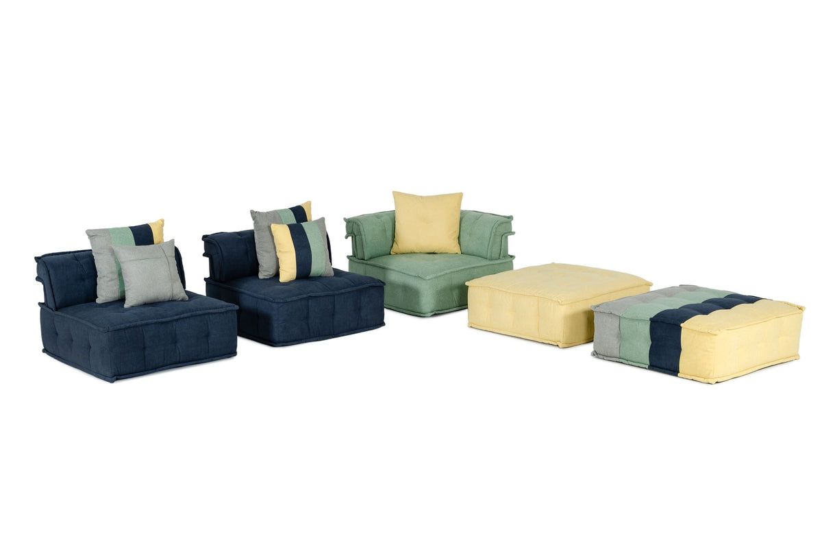 Divani Casa Dubai -  Modern Multicolored Fabric Modular Sectional Sofa
