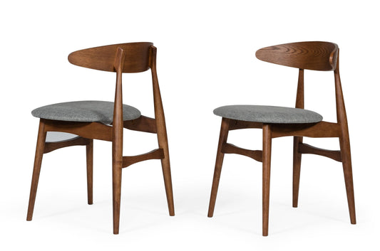 Modrest Prospect - Modern Grey Fabric & Walnut Dining Chair (Set of 2)