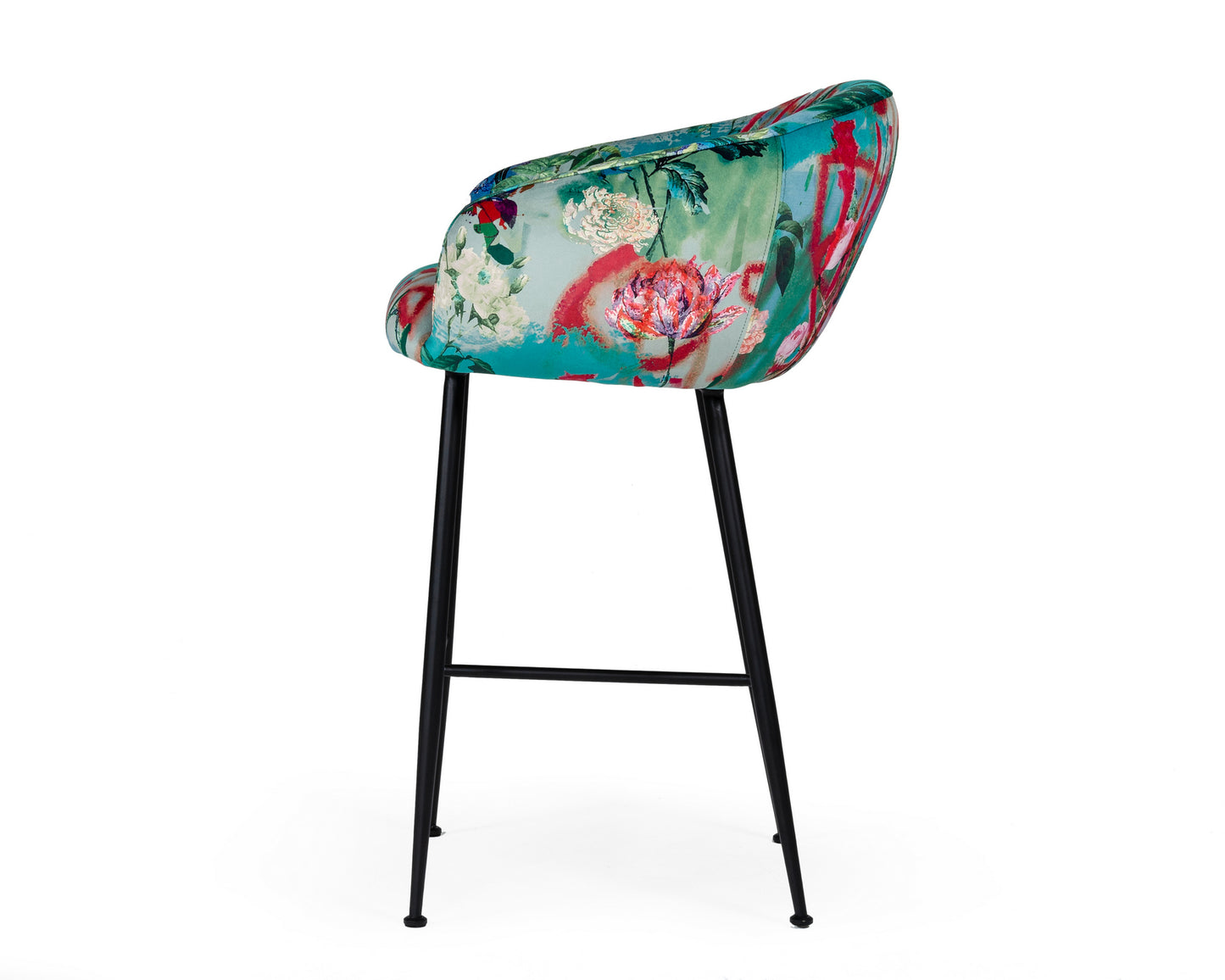 Modrest Roxann - Contemporary Floral Velvet Bar Stool