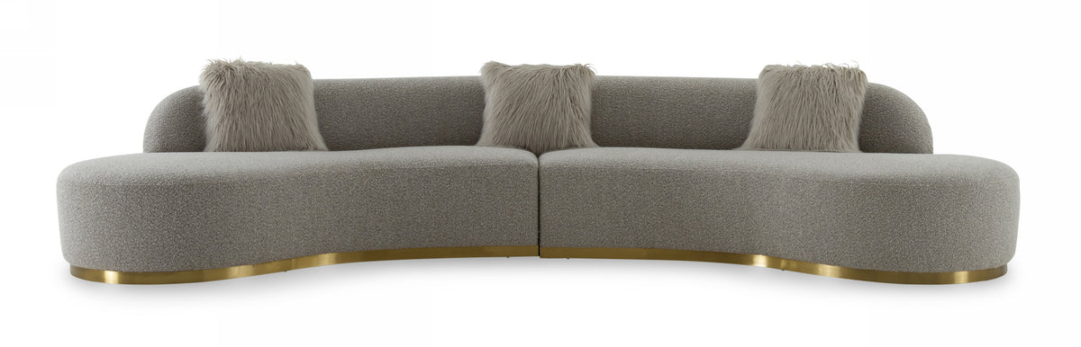 Divani Casa Frontier - Glam Grey Fabric Sectional Sofa