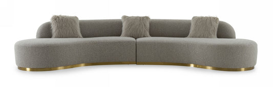 Divani Casa Frontier - Glam Grey Fabric Sectional Sofa