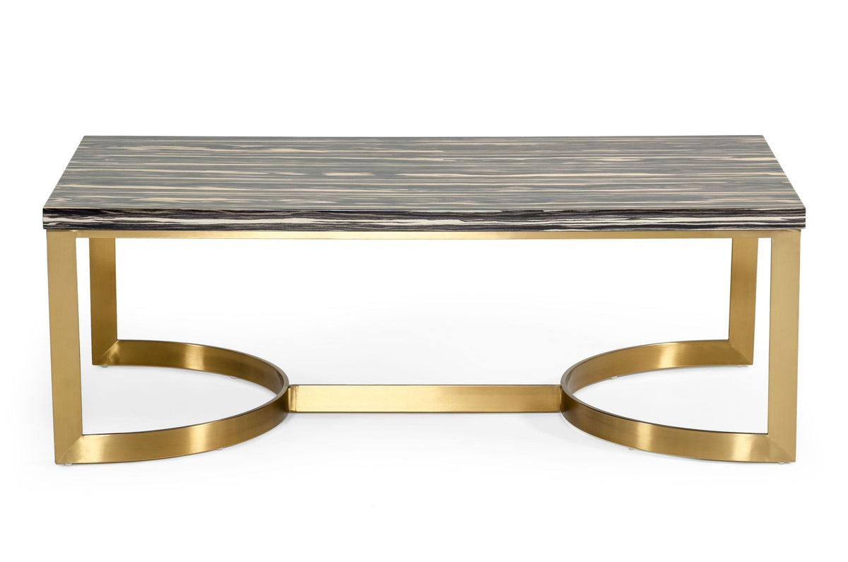 Modrest Greely - Glam Black and Gold Marble Coffee Table