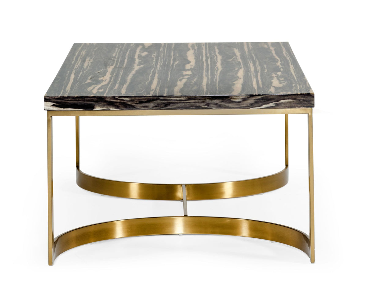 Modrest Greely - Glam Black and Gold Marble Coffee Table