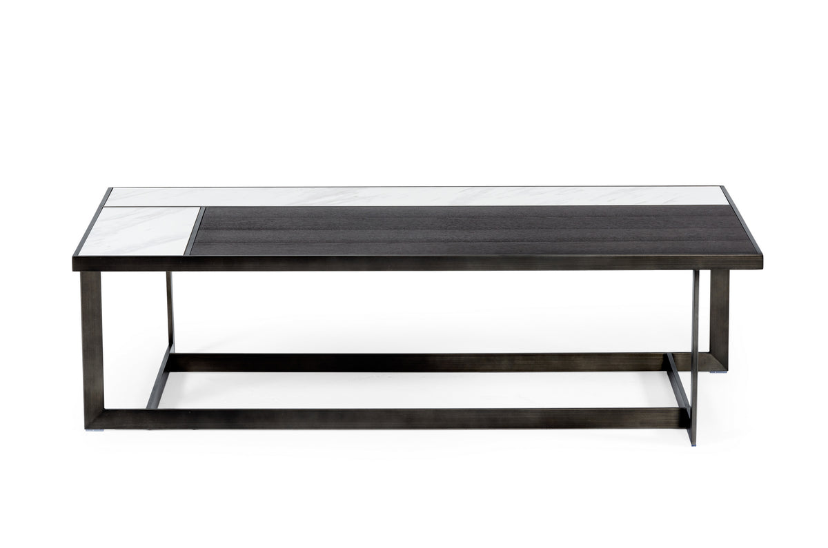 Modrest Fargo - Modern Ceramic & Grey Walnut Coffee Table