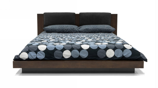 Nova Domus Fantasia - Contemporary Dark Walnut and Dark Grey Bed