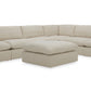 Divani Casa Fedora - Modern White Fabric Sectional Sofa + Ottoman