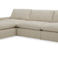 Divani Casa Fedora - Modern White Fabric Sectional Sofa + Ottoman