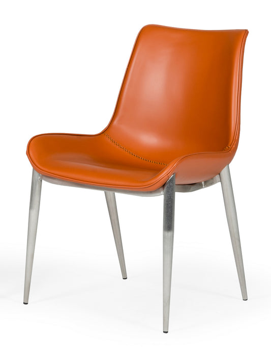 Modrest Holt - Modern Cognac Eco-Leather Dining Chair  (Set of 2)