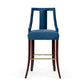 Modrest Kimball - Glam Blue Velvet Bar Stool