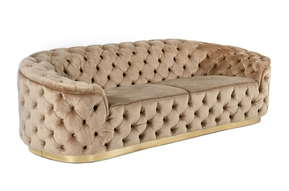 Divani Casa Murdoch - Glam Beige and Gold Fabric Sofa