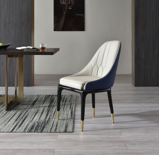 Modrest Marco - Modern Glam Beige & Blue Dining Chair