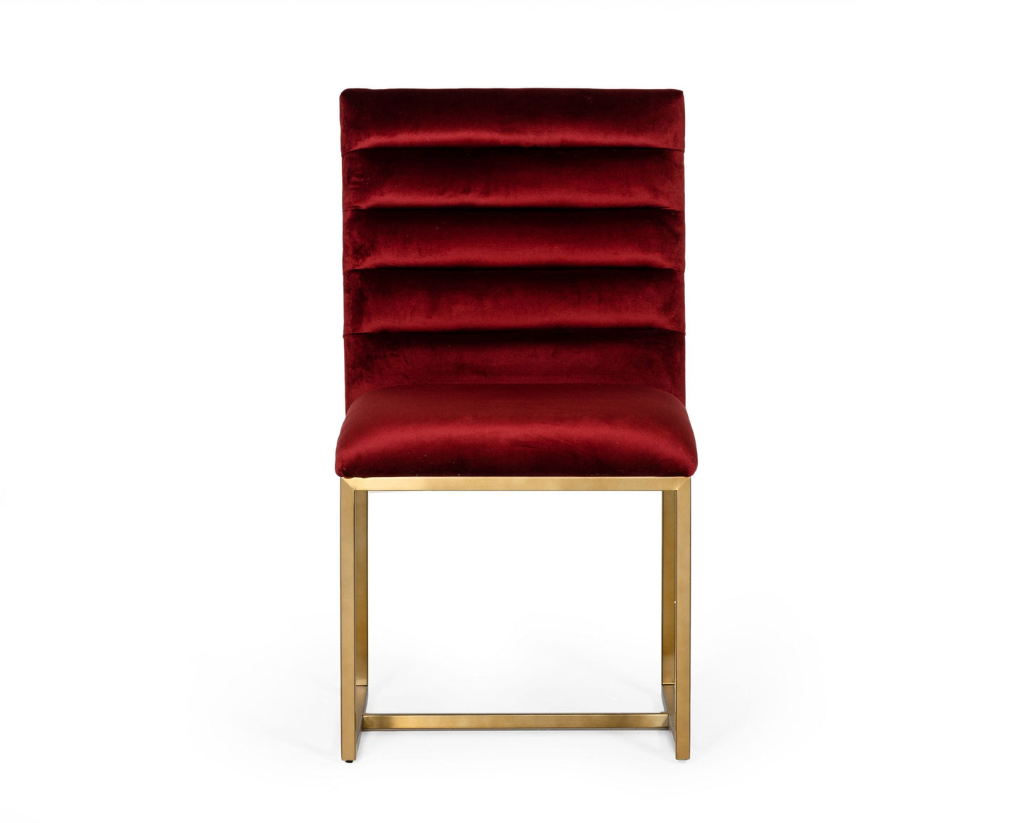 Modrest Barker - Modern Red & Brush Gold Dining Chair (set of 2)