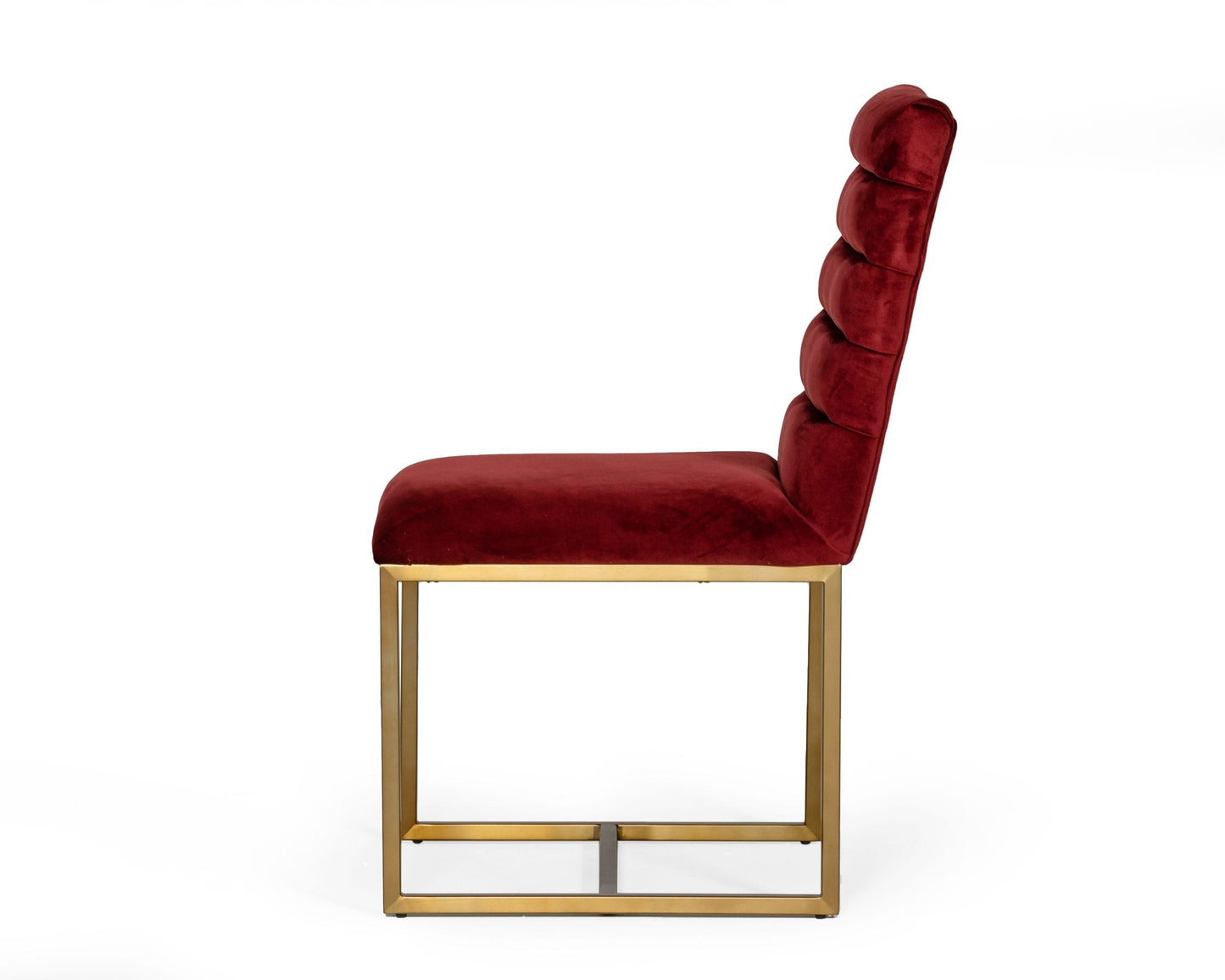 Modrest Barker - Modern Red & Brush Gold Dining Chair (set of 2)