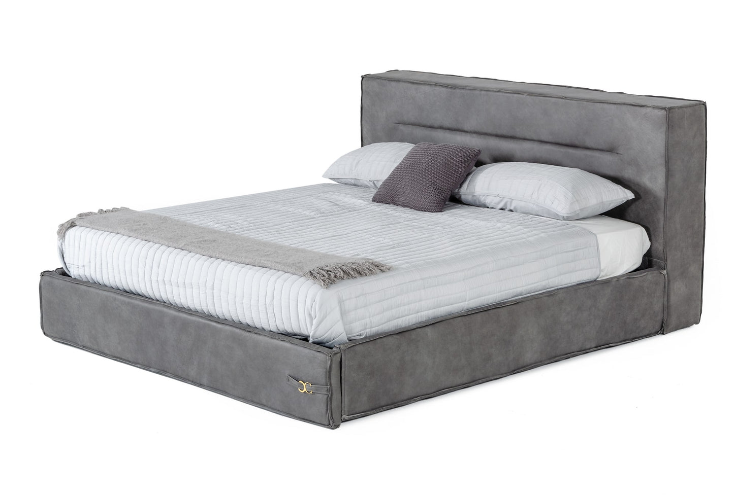 Coronelli Collezioni Hollywood - Eastern King Italian Contemporary Grey Leather Bed