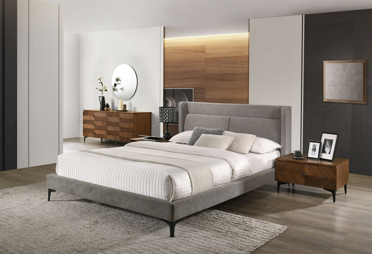 Modrest Paula - Mid-Century Grey Upholstered Bed