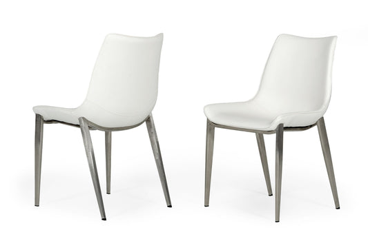 Modrest Frasier - Modern White Eco-Leather Dining Chair (Set of 2)