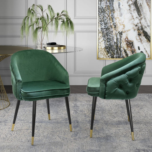 Modrest Elliot - Contemporary Green & Black/Gold Dining Chair (Set of 2)