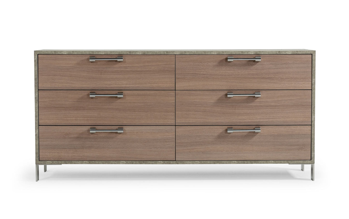 Nova Domus Boston - Modern Brown Oak & Brushed Stainless Steel Dresser