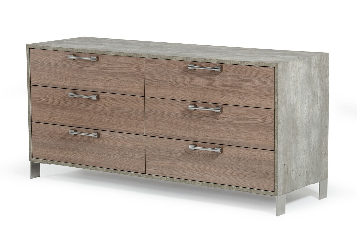 Nova Domus Boston - Modern Brown Oak & Brushed Stainless Steel Dresser