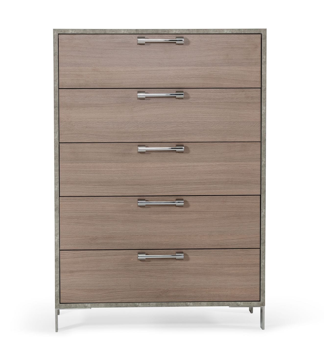 Nova Domus Boston - Modern Brown Oak & Brushed Stainless Steel Chest