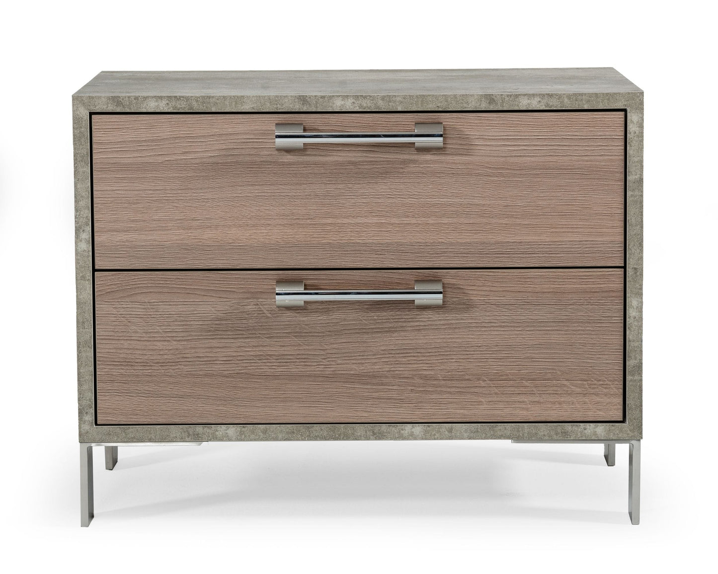 Nova Domus Boston - Modern Brown Oak & Brushed Stainless Steel Nightstand