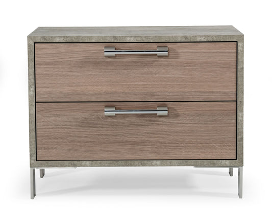 Nova Domus Boston - Modern Brown Oak & Brushed Stainless Steel Nightstand