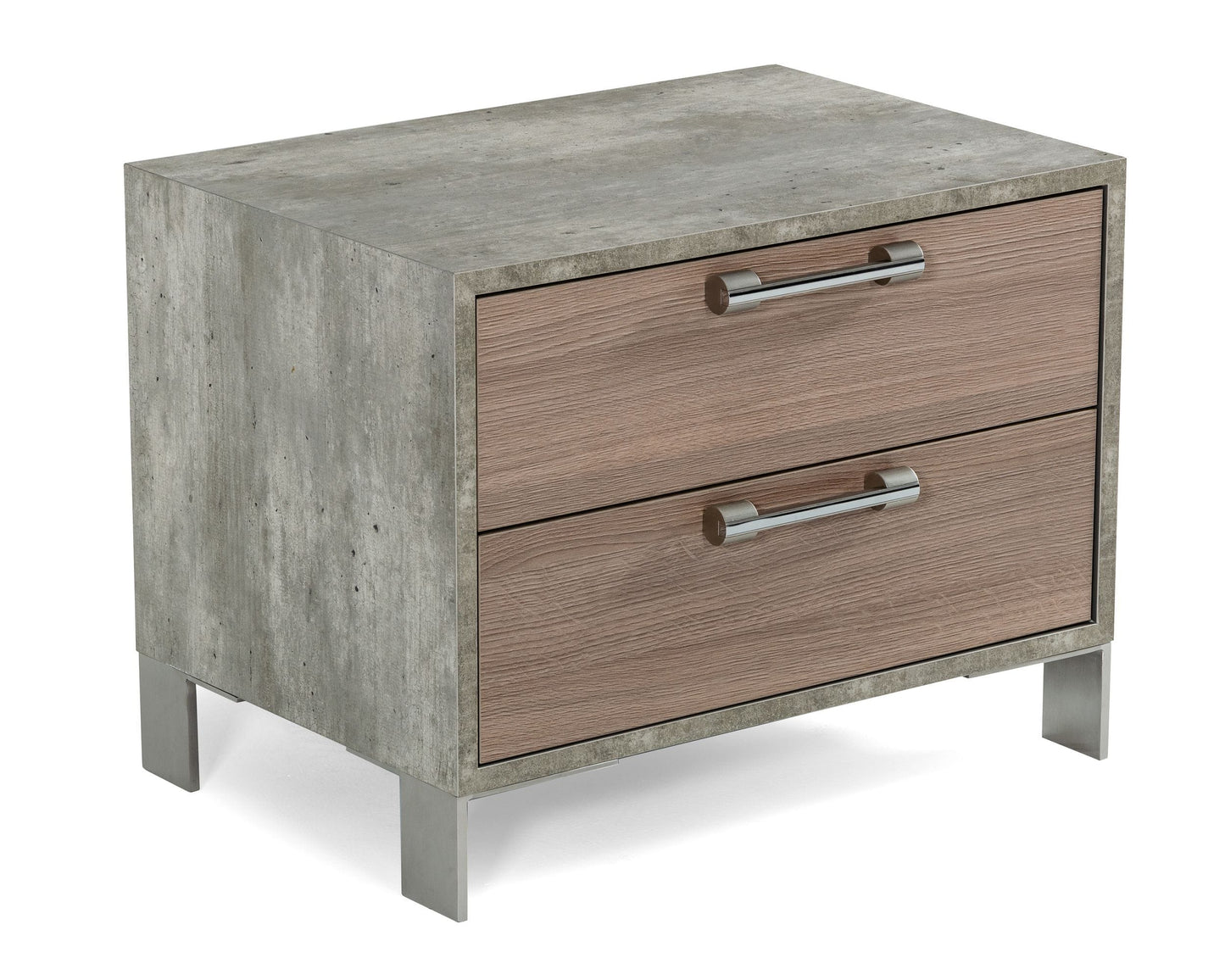 Nova Domus Boston - Modern Brown Oak & Brushed Stainless Steel Nightstand