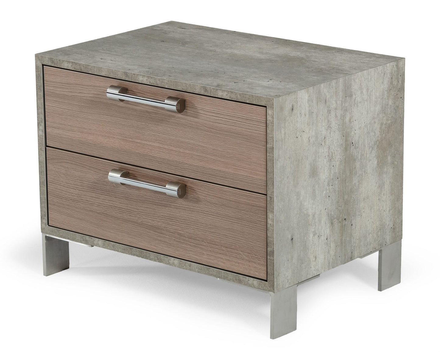 Nova Domus Boston - Modern Brown Oak & Brushed Stainless Steel Nightstand