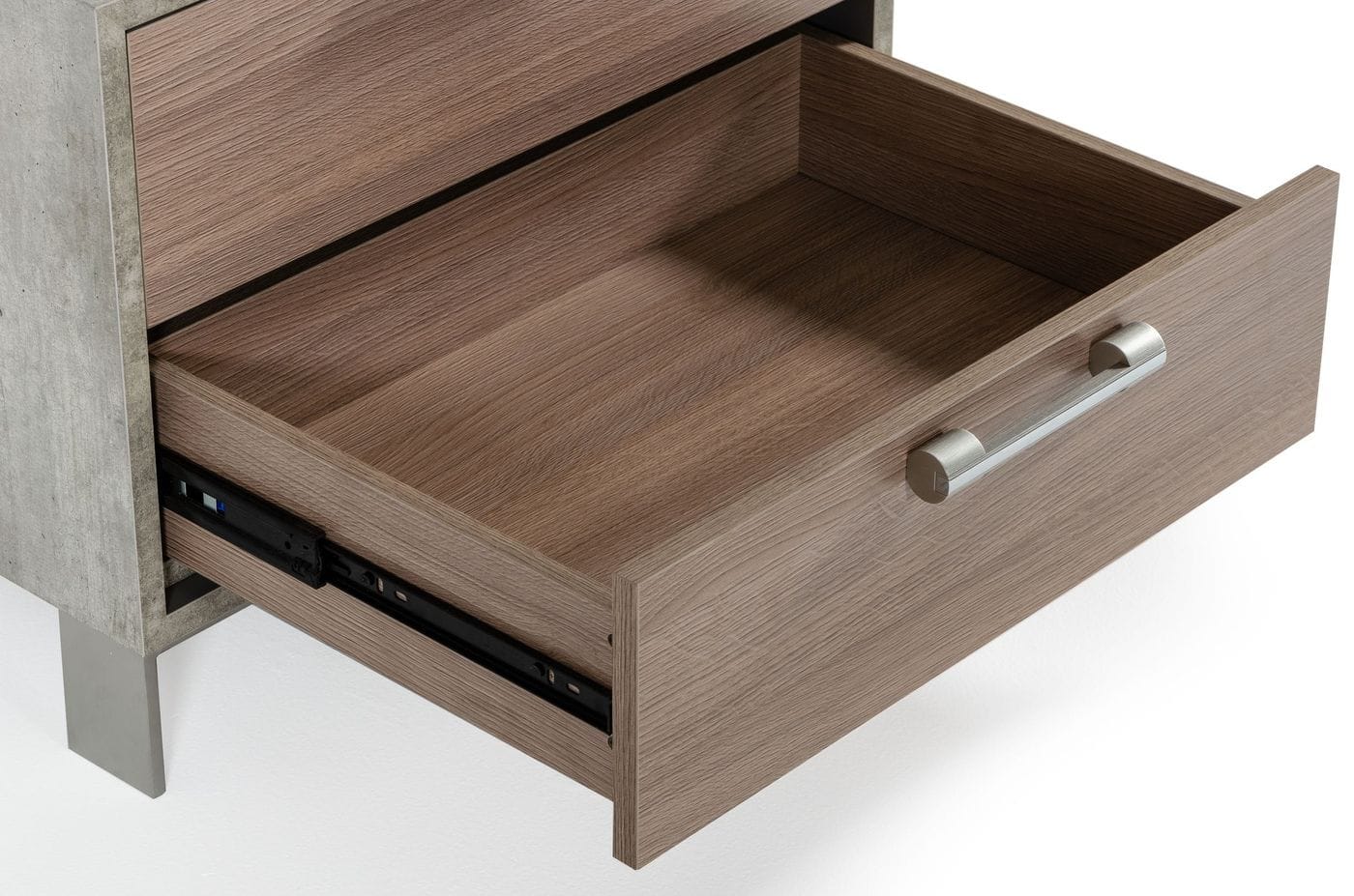 Nova Domus Boston - Modern Brown Oak & Brushed Stainless Steel Nightstand