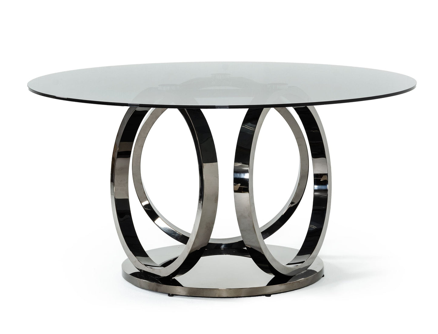 Modrest Enid - Modern Smoked Glass & Black Stainless Steel Round Dining Table