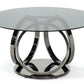 Modrest Enid - Modern Smoked Glass & Black Stainless Steel Round Dining Table
