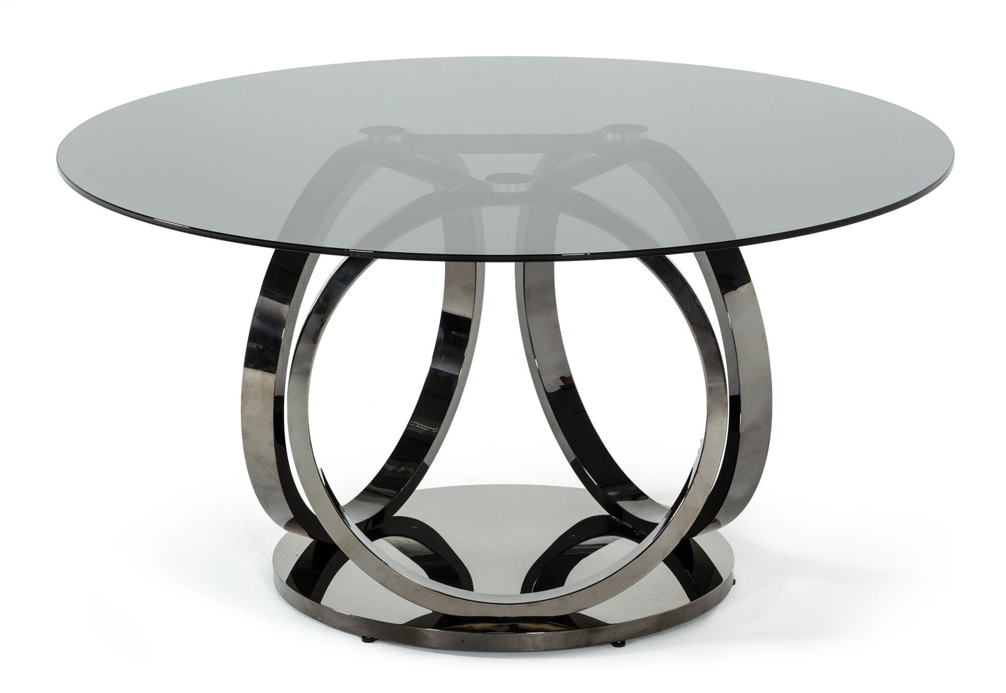 Modrest Enid - Modern Smoked Glass & Black Stainless Steel Round Dining Table