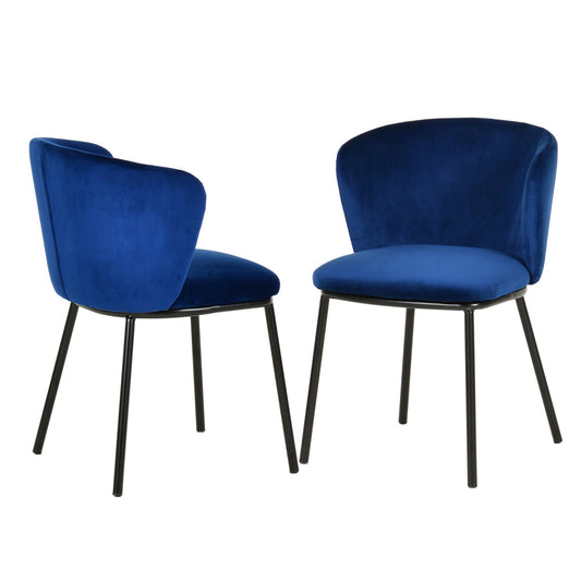 Modrest Bessie - Modern Blue Velvet Dining Chair (Set of 2)