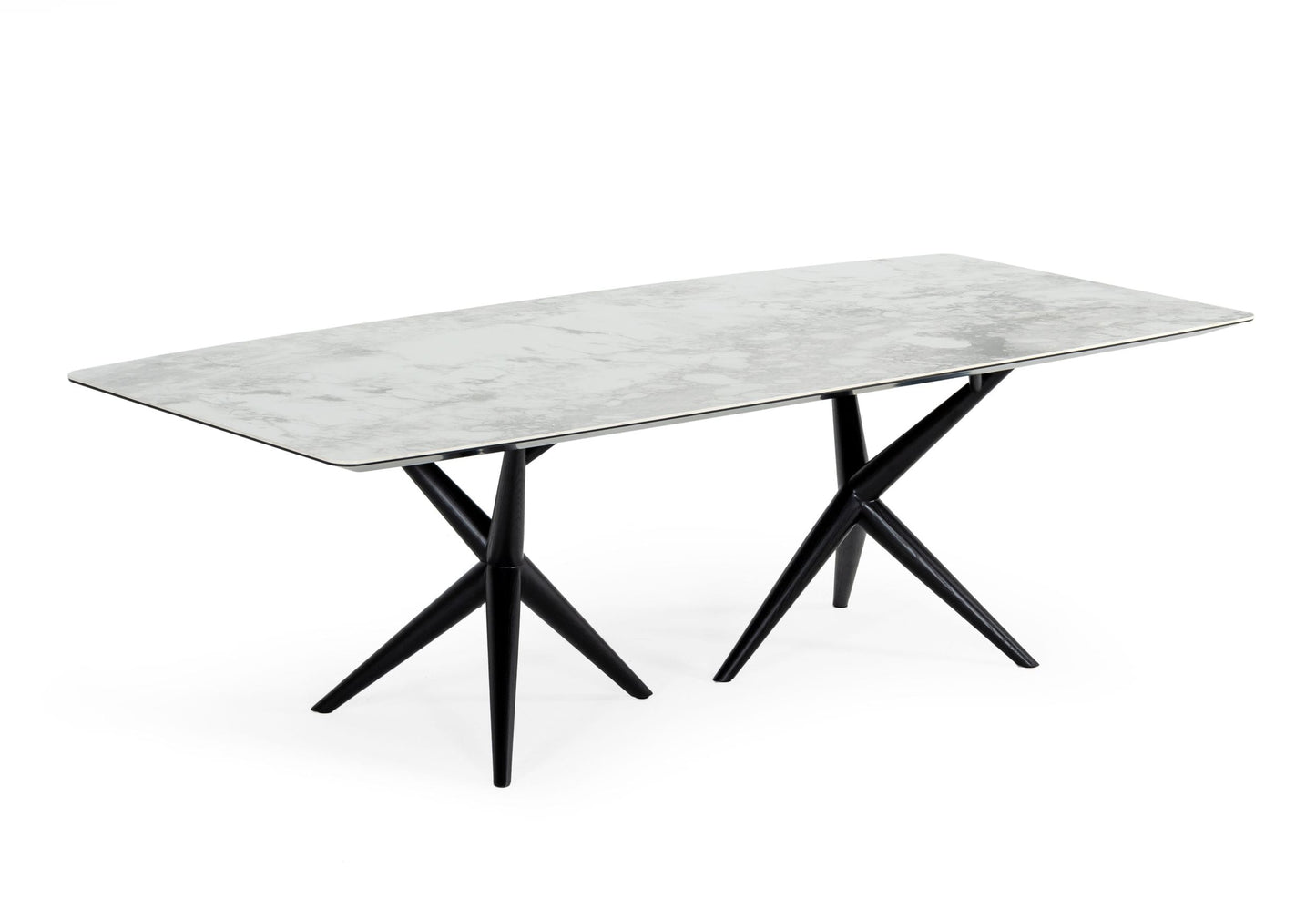 Modrest Stetson - Modern White Ceramic & Smoked Ash Dining Table