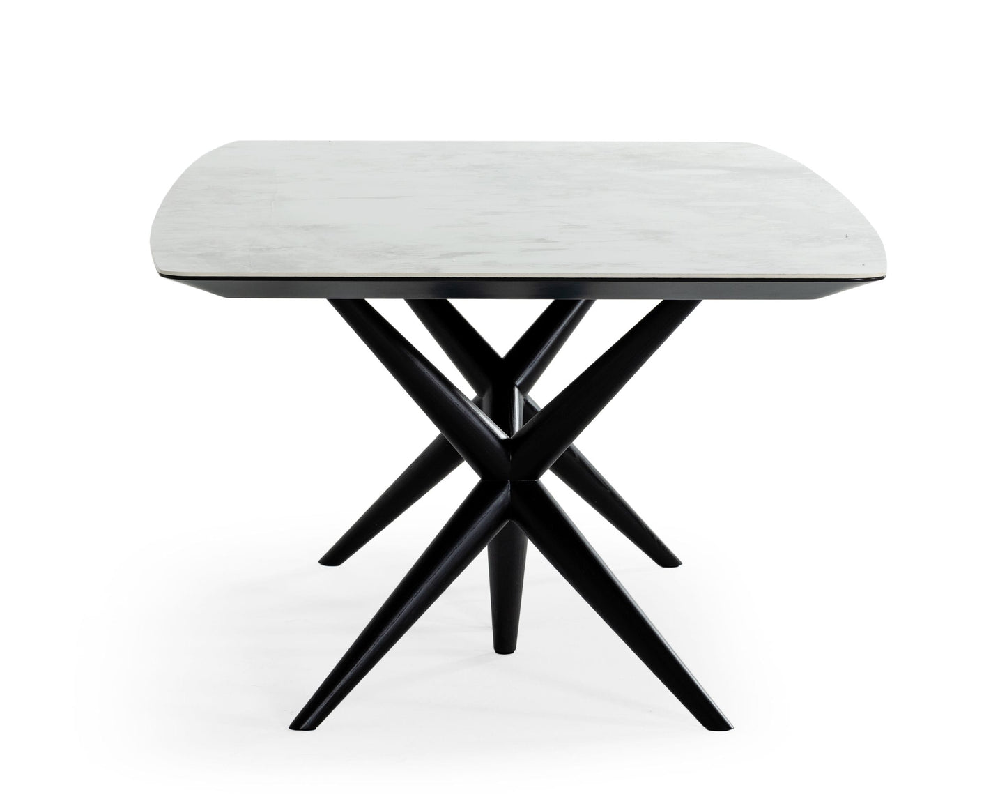 Modrest Stetson - Modern White Ceramic & Smoked Ash Dining Table