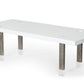 Modrest Lenny- Modern White High Gloss & Stainless Steel Gun Metal Dining Table