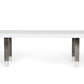 Modrest Lenny- Modern White High Gloss & Stainless Steel Gun Metal Dining Table