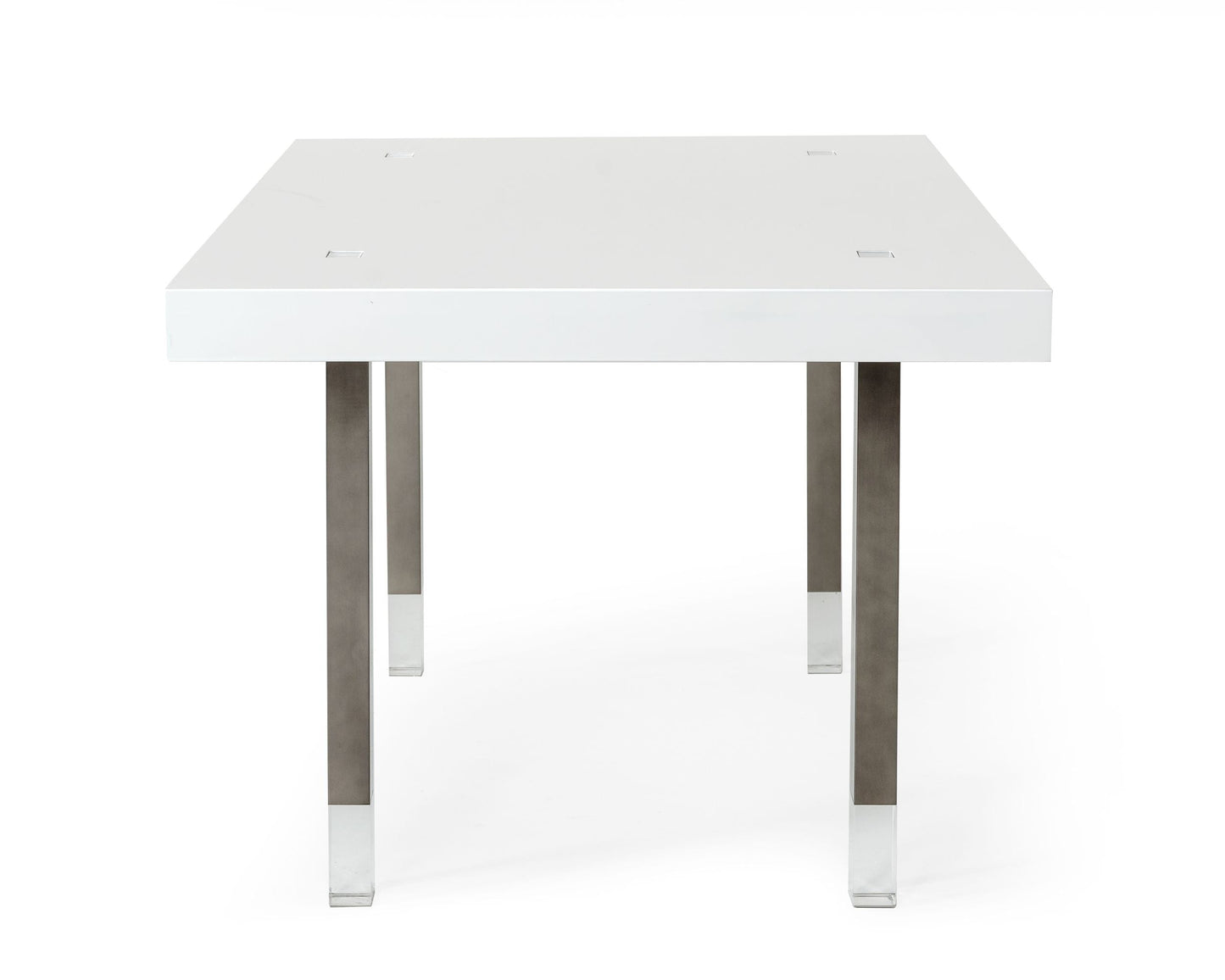 Modrest Lenny- Modern White High Gloss & Stainless Steel Gun Metal Dining Table