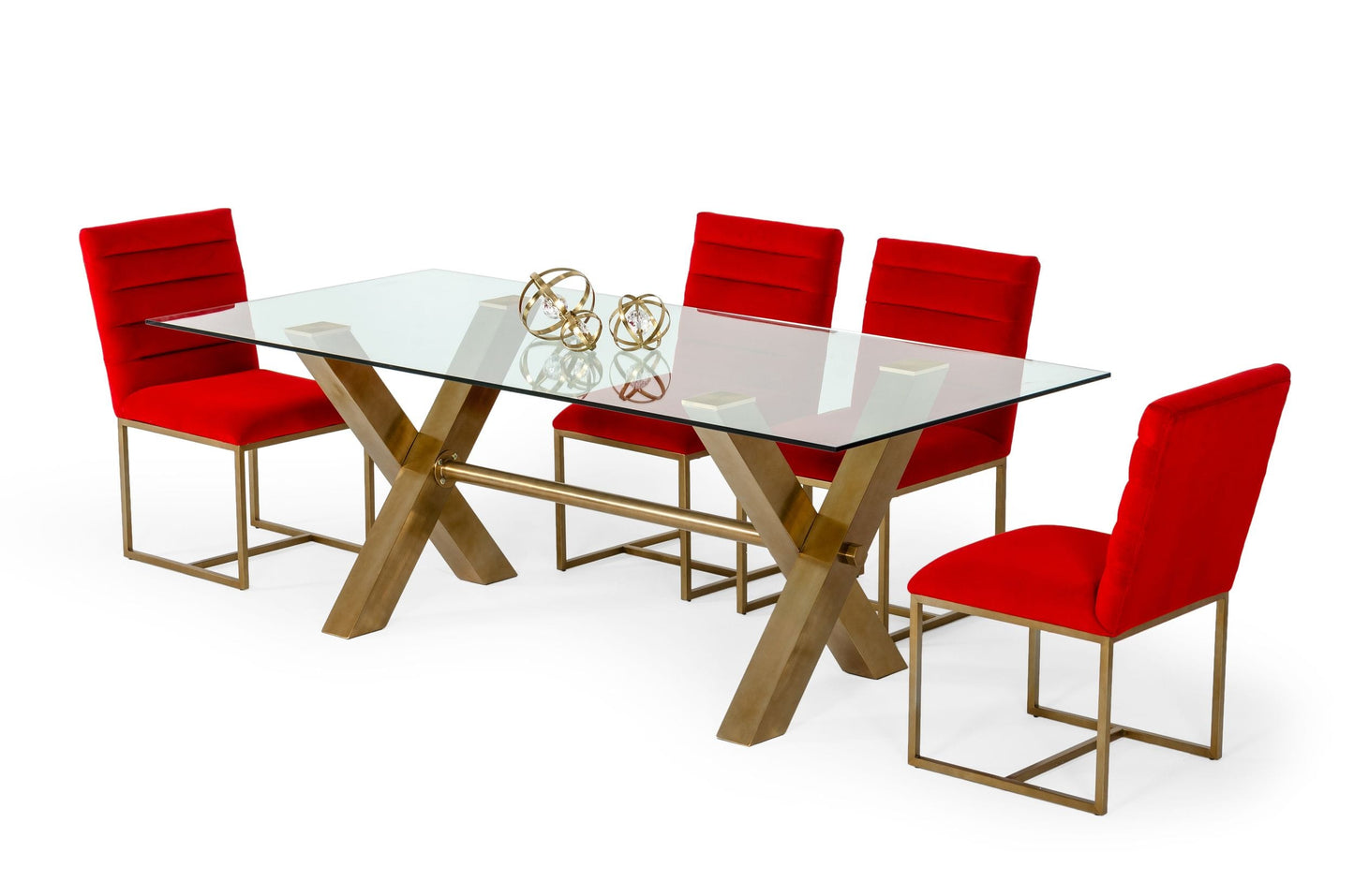 Modrest Dandy - Modern Golden & Glass Dining Table