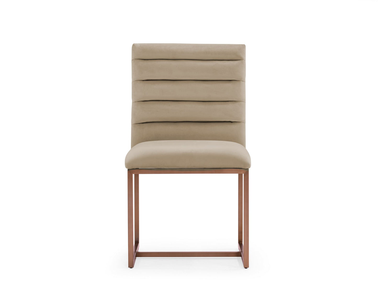 Modrest Barker - Modern Beige & Brush Gold Dining Chair (Set of 2)
