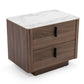 Modrest Chelton - Contemporary White Ceramic & Walnut Nightstand