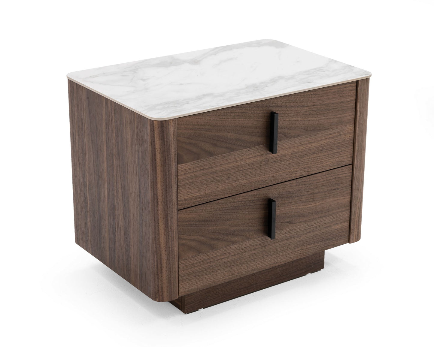 Modrest Chelton - Contemporary White Ceramic & Walnut Nightstand