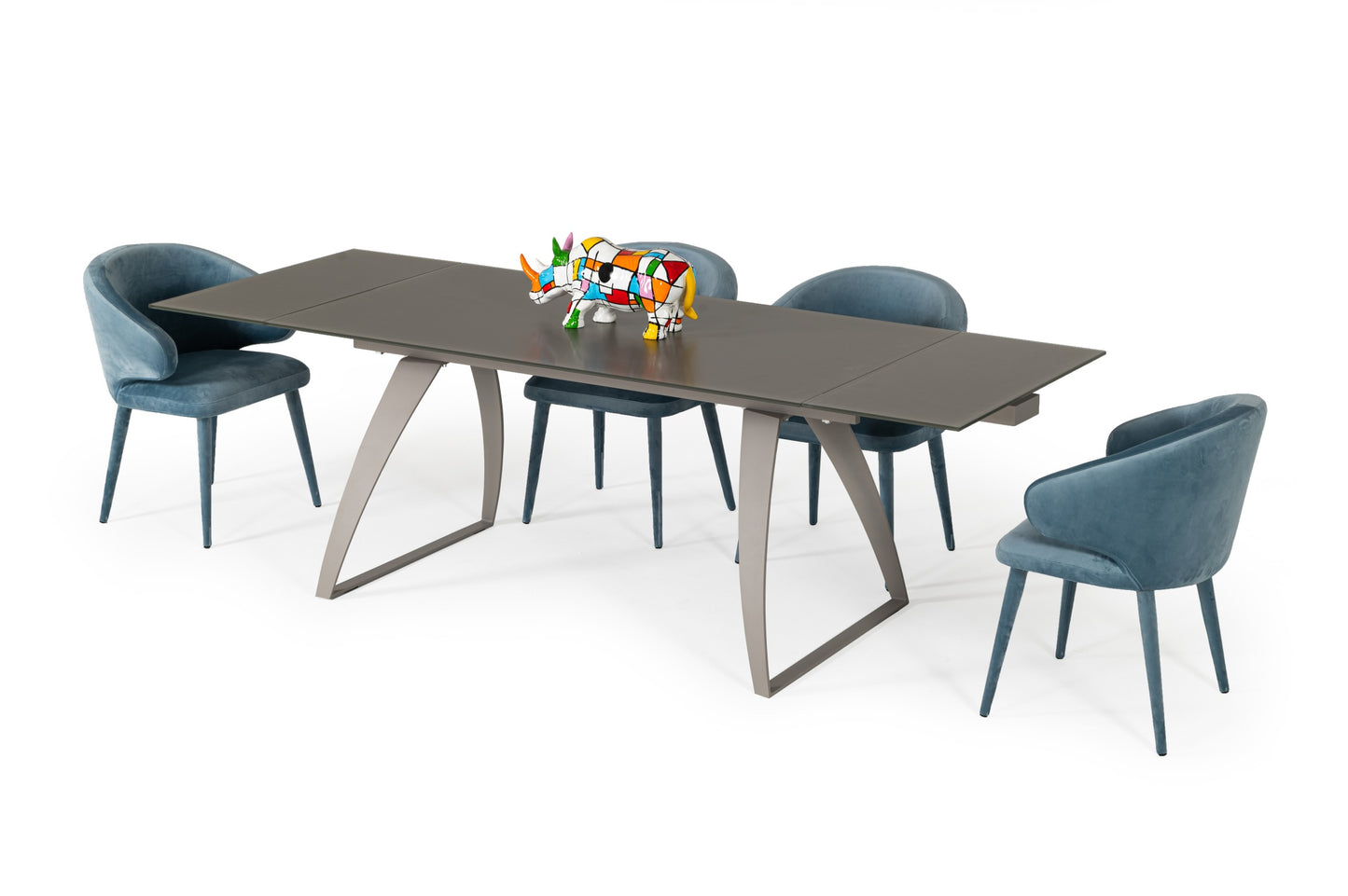 Modrest Pittson - Modern Extendable Grey Glass Dining Table