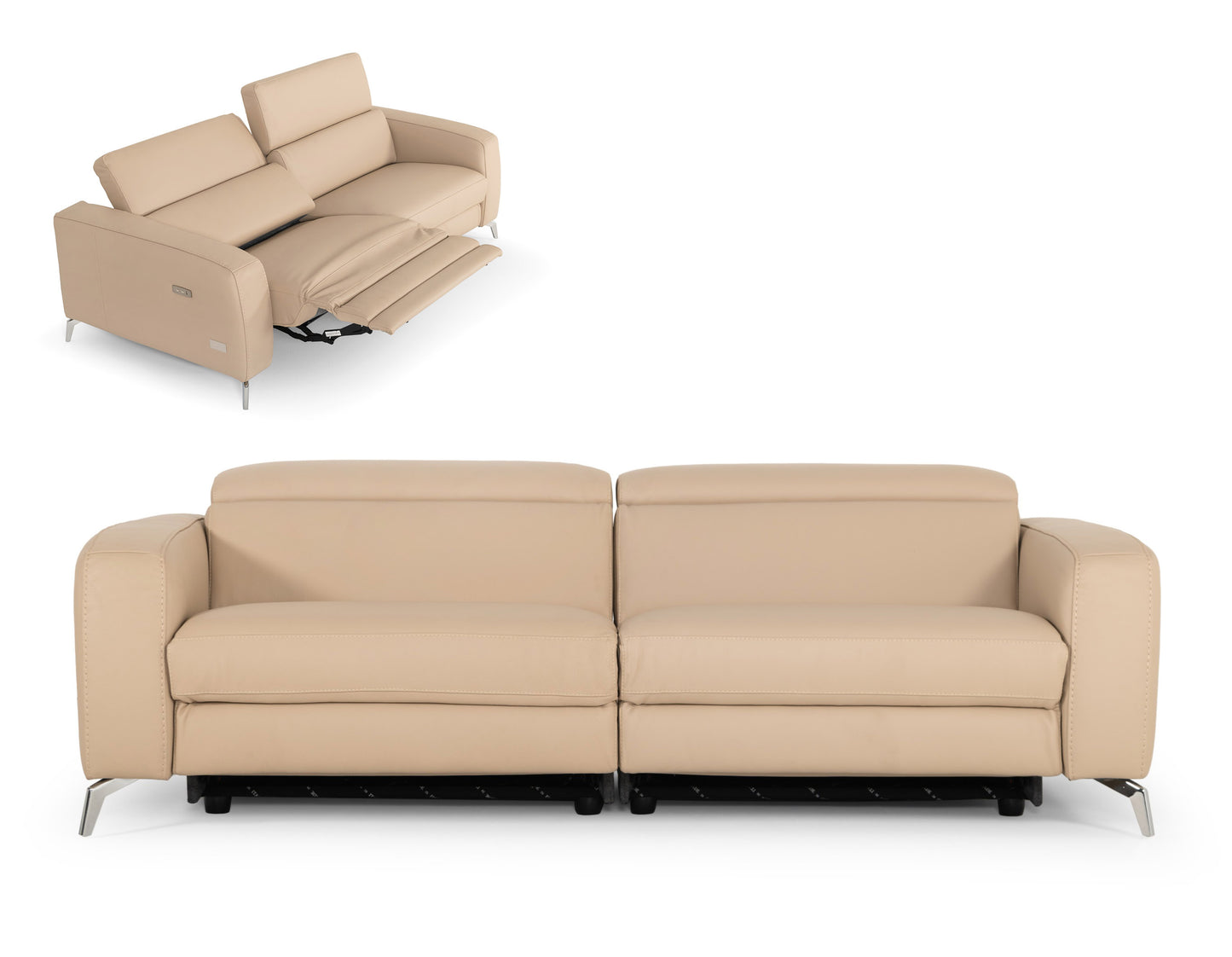 Coronelli Collezioni Turin - Cappuccino Leather 2-Seater 91" Recliner Sofa